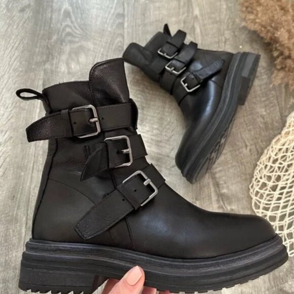 **SOLD** Emanuele Crasto Italian Triple Buckle Moto Boots Black Sz 7 **SOLD** - Picture 2 of 6